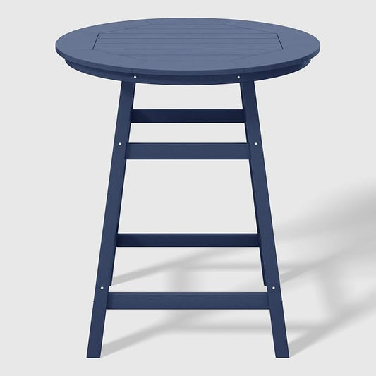 WestinTrends Outdoor 35" HDPE Round Patio Counter Height Bar Table, Navy Blue