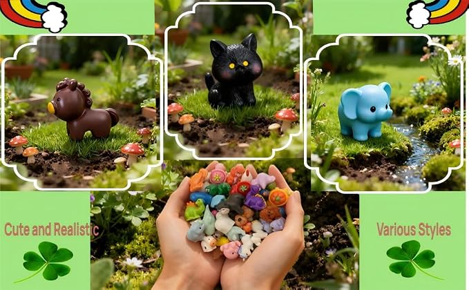 70 Styles Mini Tiny Resin Animals for Fairy Garden, Mini Landscape, Dollhouse Accessories, DIY Crafts, Easter Scatter, Terrarium & Home Decor