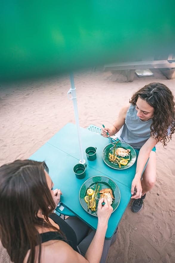Stansport Picnic Table and Umbrella Combo - Green