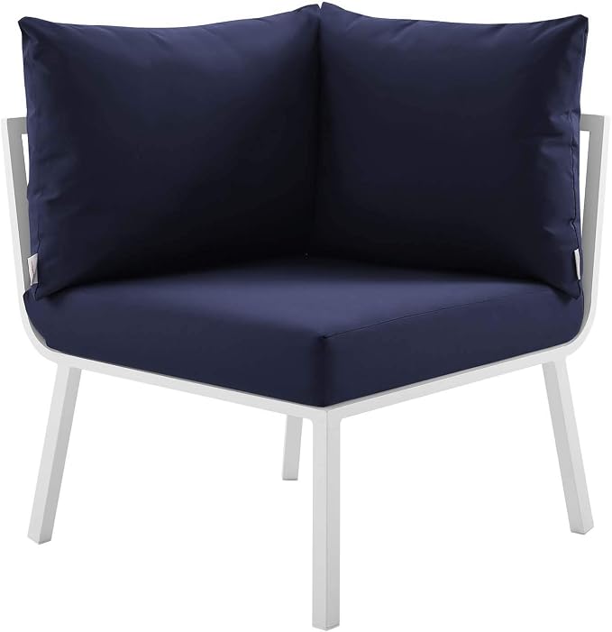 Modway Riverside 5 Piece Outdoor Patio Aluminum Set, 59 x 85.5 x 28, White Navy