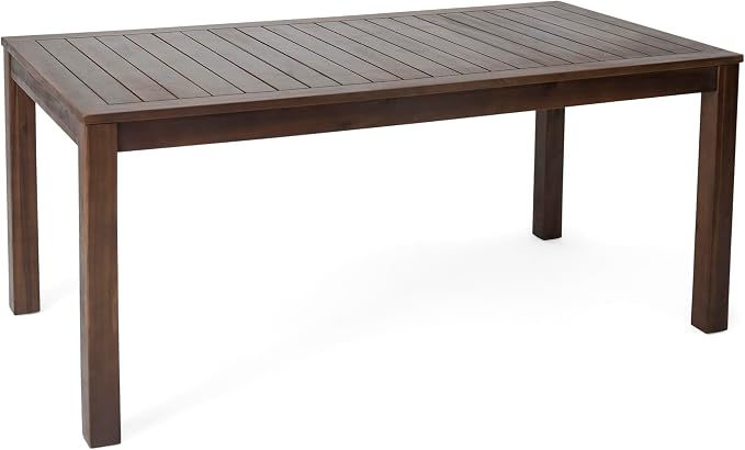 69'' Outdoor Patio Dining Table & 2 Bench for 4, Acacia Wood Farmhouse Dining Table Set Outdoor & Indoor Furniture for Patio Porch Garden, 3-Pcs, Dark Brown