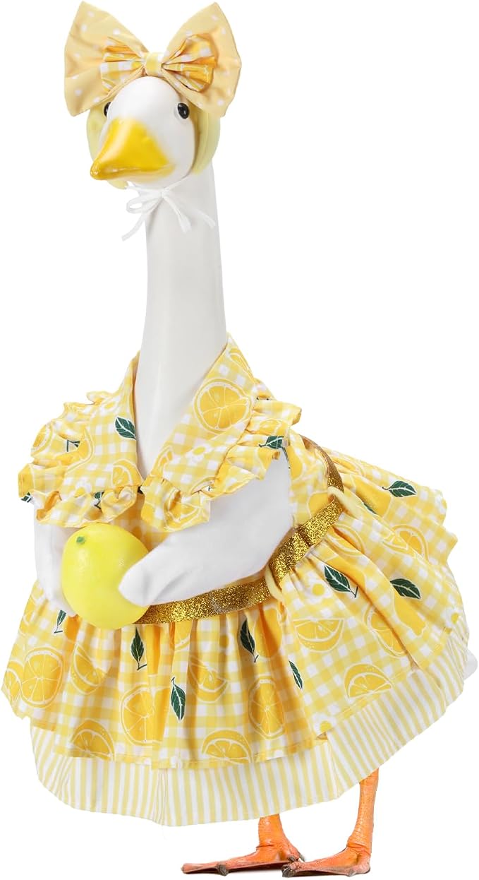 Summer Porch Goose Outfits for 23 Inch Lawn Statue | Lemon Costume for Plastic/Cement Statue, Duck Sculpture Clothes for Yard Patio Party Decoration