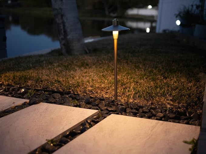 12V Brass LED Path Light 4-Pack Expansion Kit (Bronze) | Low Voltage, 3W 2700K Warm White G4 LED Bulbs, Ideal for Outdoor Pathway Walkway Garden Driveway or Patio