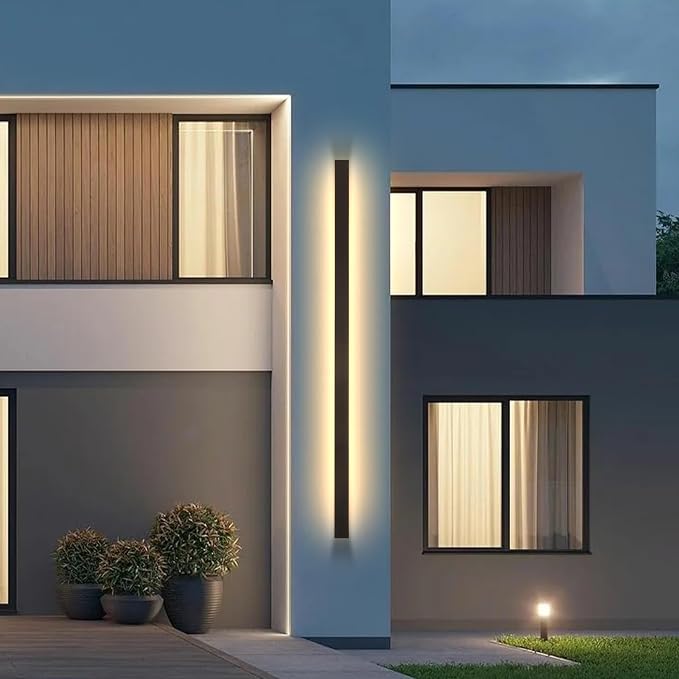 AioTio Black Outdoor Wall Light,79inch Modern LED Exterior Light Fixtures Wall Mount,3000K Waterproof Long Outdoor Linear Wall Sconce IP65 Waterproof,Outside Wall Lights for House,Porch,Patio