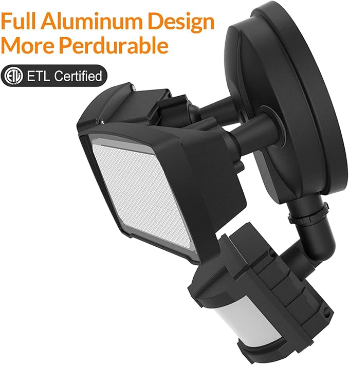 LEPOWER Hardwired LED Security Lights Motion Sensor Outdoor, 40W 4000LM | 5500K Daylight, 72 FT Range & 180° Detection, Easy to Install, IP65 Waterproof, 2 Head Flood Light for Garage, Yard, Porch