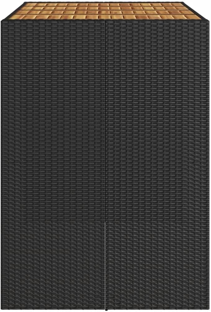 Outdoor Bar Table with Synthetic Poly Rattan, Tall Rectangular Patio Bistro Table for Garden, Deck, and Balcony, Seats 4, Durable Weather-Resistant Frame, Black
