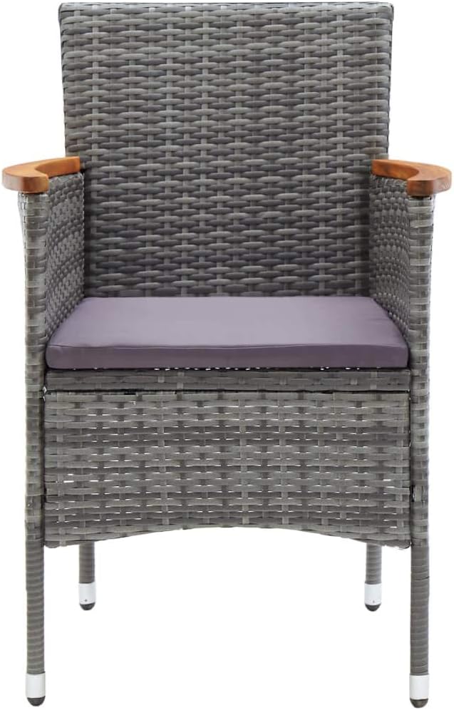 9-Piece Outdoor Dining Set in Grey and Brown with Square Table and 8 Armchairs, Durable Poly Rattan and Acacia Wood Furniture for Patio, Weather-Resistant Comfort Seating