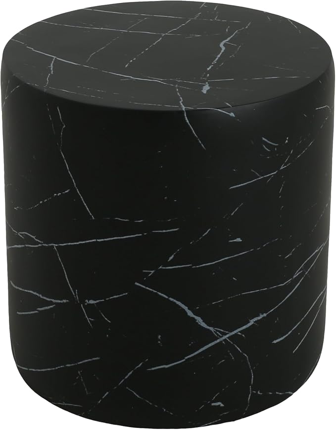 Christopher Knight Home Outdoor Round Side Table,Patio Garden Stool End Coffee Table,Decorative Accent Table for Patio,or Balcony,Lightweight Concrete Material,Black Marble