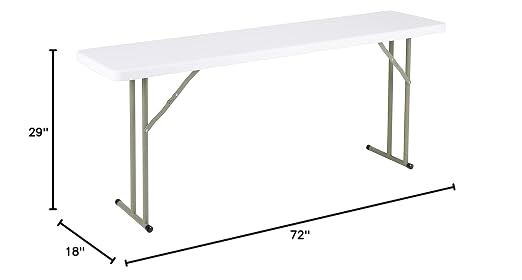Norwood Commercial Furniture 6' Indoor/Outdoor Folding Training Table, Rectangular Blow-Molded Plastic Folding Training and Event Table, White