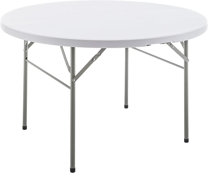 BTEXPERT Set of 5, White 4 Ft 48inch Round Plastic Folding Table Commercial Portable for Banquet Dining Wedding Party Events Home Kitchen Patio Backyard Indoor Outdoor
