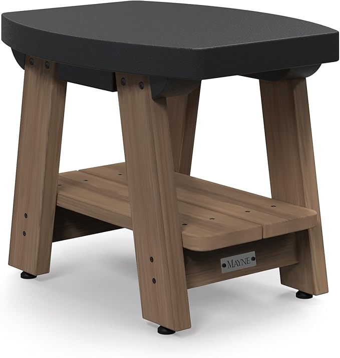 Mayne Mesa Weather Resistant 2-Tier End Table with Built-in UV Inhibitors, Easy Assemble Patio Furniture, Outdoor Furniture for Patio, Porch, Backyard
