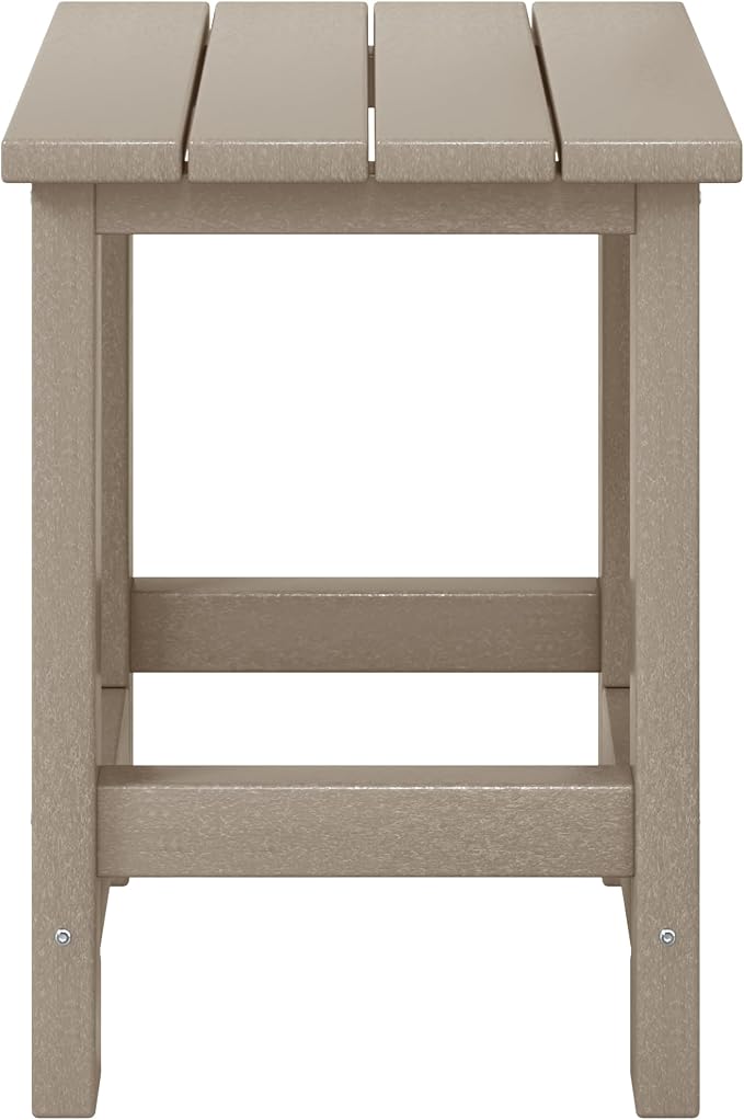 WestinTrends Malibu Kids Outdoor Patio Furniture HDPE Adirondack Square Side Table, Weathered Wood