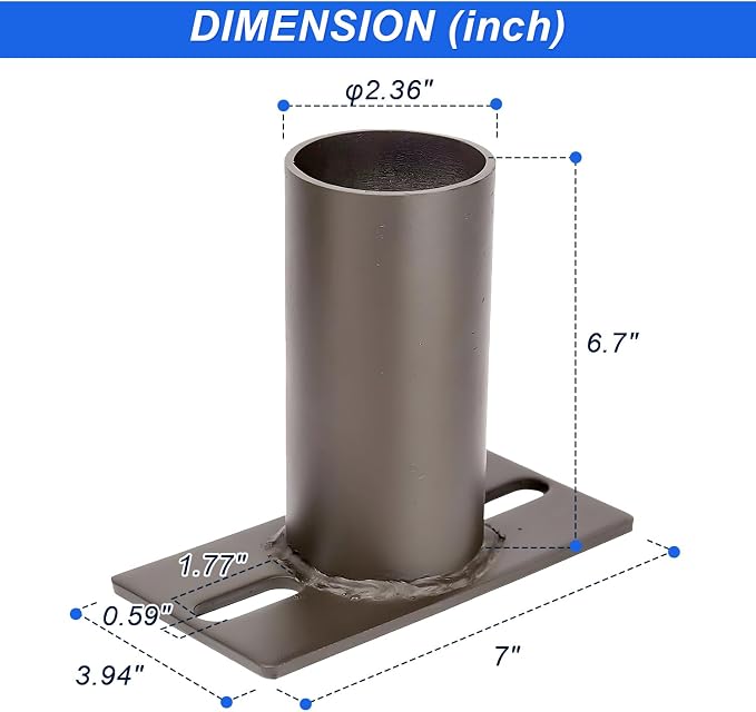Side Tenon Adapter for Square Pole 2-3/8″ Outer Diameter, Horizontal Tenon Adapter for 2-3/8 inch Slip Fitter Shoebox LED Street Light Mounting Bracket with Accessories, Dark Bronze Steel