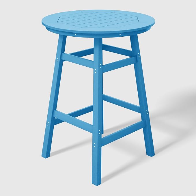 WestinTrends Malibu Outdoor 35" HDPE Round Patio Bar Height Table, Pacific Blue