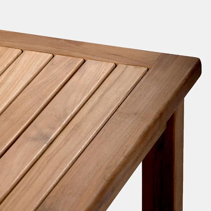TITAN GREAT OUTDOORS Ash & Ember Sierra Grade A Teak 47" Coffee Table with Shelf, Weather Resistant Tea Table for Deck, Porch, or Backyard Use, Slatted Indoor Outdoor Patio Lounge Furniture