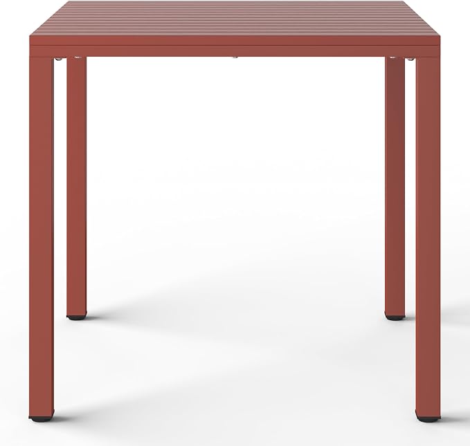 WestinTrends Playa 31.5" Iron Metal Frame Outdoor Square Patio Dining Table, Red