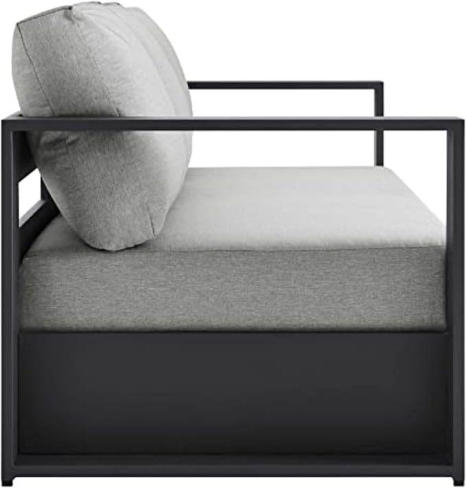 Modway 3-Piece Patio Set, Gray, Outdoor Furniture, Powder-Coated Aluminum Frame, Dense Foam Padding, Water & UV-Resistant Fabric
