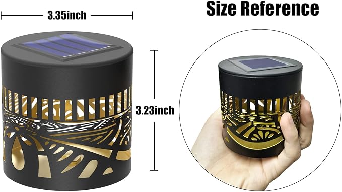 gardencave 4 Pack Solar Fence Lights Metal Solar Powered Outdoor Wall Deck Lights Lotus Theme Waterproof Fence Light for Garden Post Patio Backyard Yard Decor (Lotus, 4 Pack)