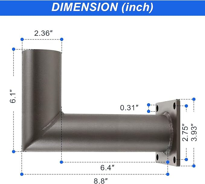 Wall Mount Bracket Accessories 90 Degree, Tenon Adapter for Wall Bracket with Slip Fitter Mount(2 3/8inch),Bronze Bullhorn Bracket for Street Light Parking Lot Light Mounting