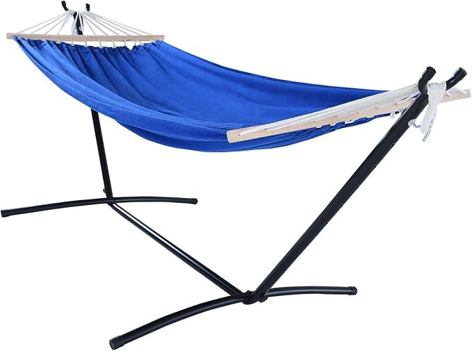 2 Person Adjustable Hammock with 10FT Heavy Duty Steel Stand and Spreader Bars,550lbs Capacity,Included Portable Carrying Case for Indoor Outdoor