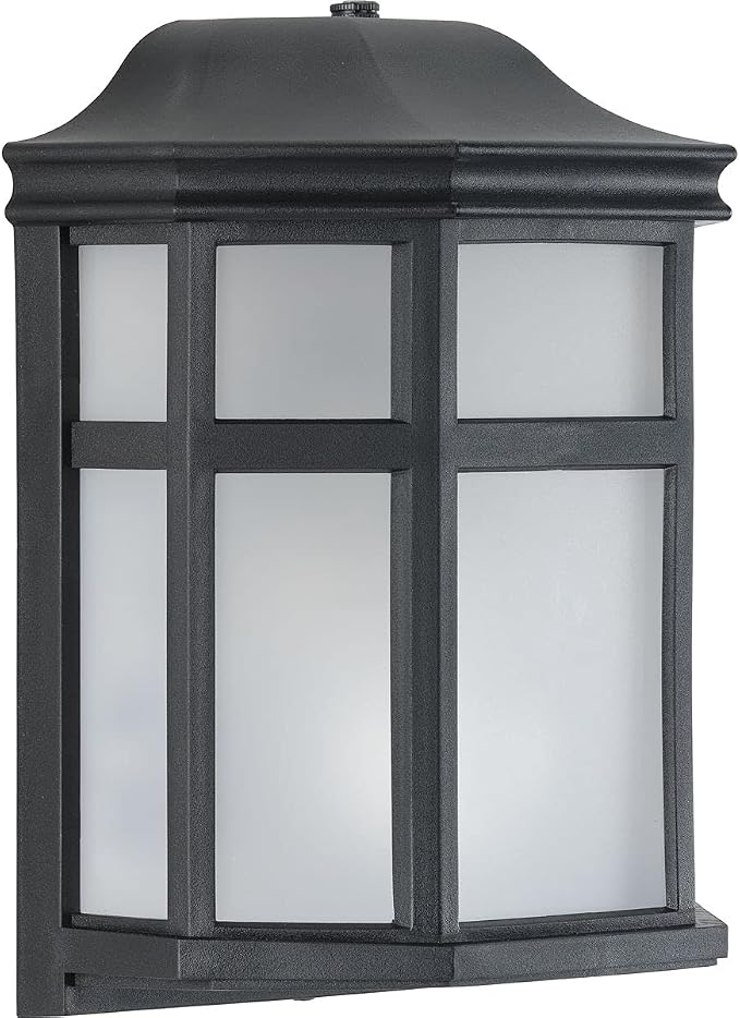 Progress Lighting Milford Non-Metallic Lantern Collection 1-Light Frosted Shade Traditional Outdoor Wall Lantern Light Textured Black