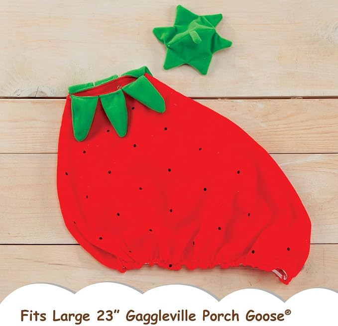 Gaggleville Strawberry Goose Outfit, Fits Large 23" H Statue, by Fox | Valley Traders