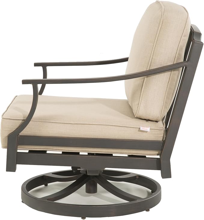 PEAK HOME FURNISHINGS Tamarin Outdoor Swivel Club Lounge Chair in Bronze Aluminum with Ottoman