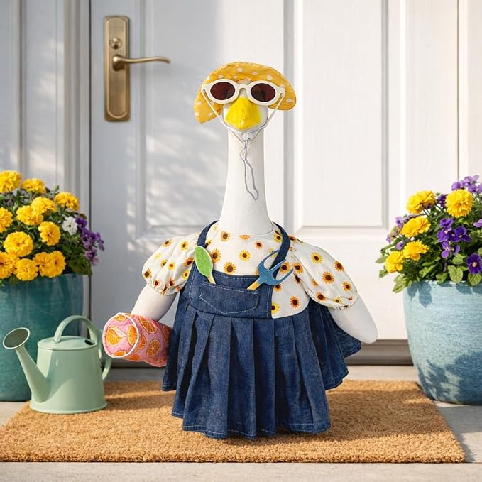 Gardener Summer Porch Goose Outfits for 23 Inch Porch Goose | Garden Porch Goose Clothes with Hat & Sunglasses