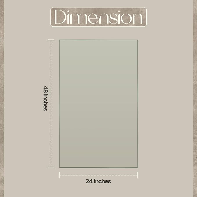 24x48 inch Rectangle 1/2" Thick Flat Polished Edge Glass Table Top with 6 Bumpers - 24 x 48 Rectangular Tempered & Scratch Resistant Replacement Glass Designed for Dining, Coffee & Patio Tables