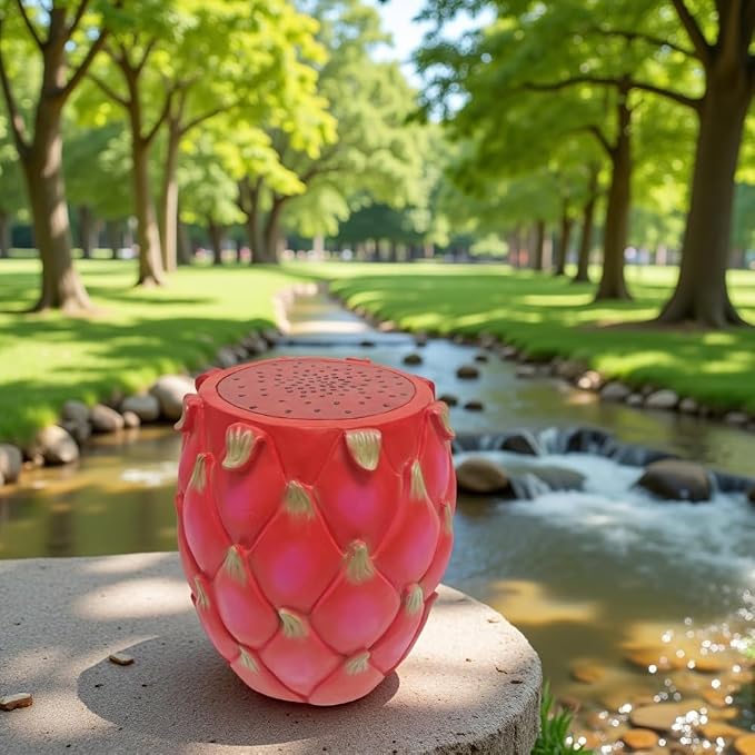 Garden Side Table, Outdoor Plant Stand,Tropical Art Deco Resin Decorative Furniture, 13.4 Inch Multi-Purpose Novelty Ornament for Patio Poolside Indoor Outdoor Home Garden Decor (Pitaya)