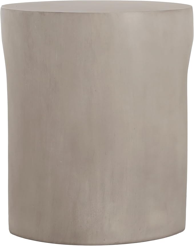 Christopher Knight Home Outdoor Round Side Table, U-Shaped Patio Garden Stool Coffee End Table,Decorative Accent Table for Patio,or Balcony,Lightweight Concrete Material,Light Gray