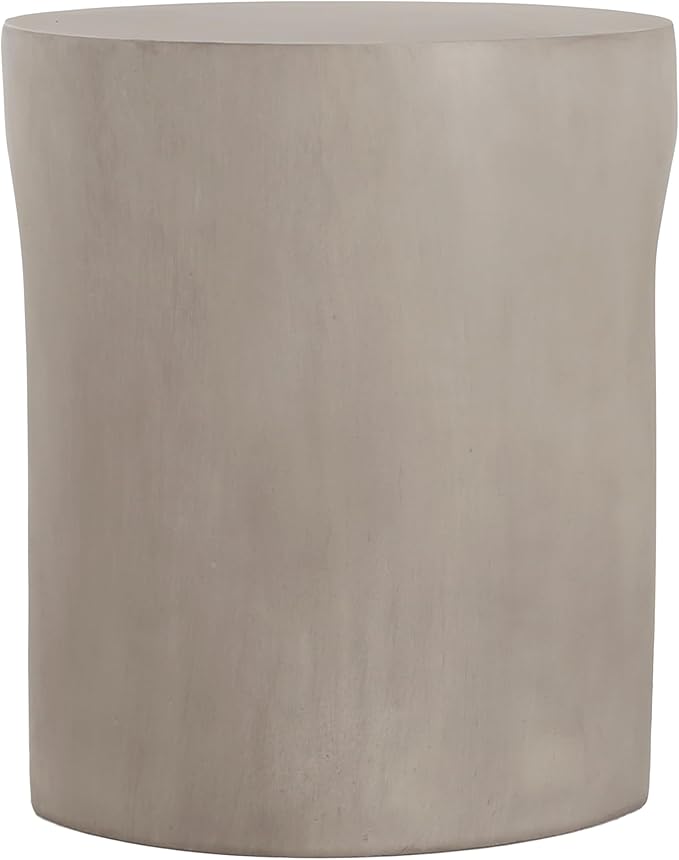Outdoor Side Table 16" U-Shape Shape Concrete Side Table, Patio Tables for Outside Decorative Garden Stools, No Assembly Accent Table for Patio Porch Living Room, Grey