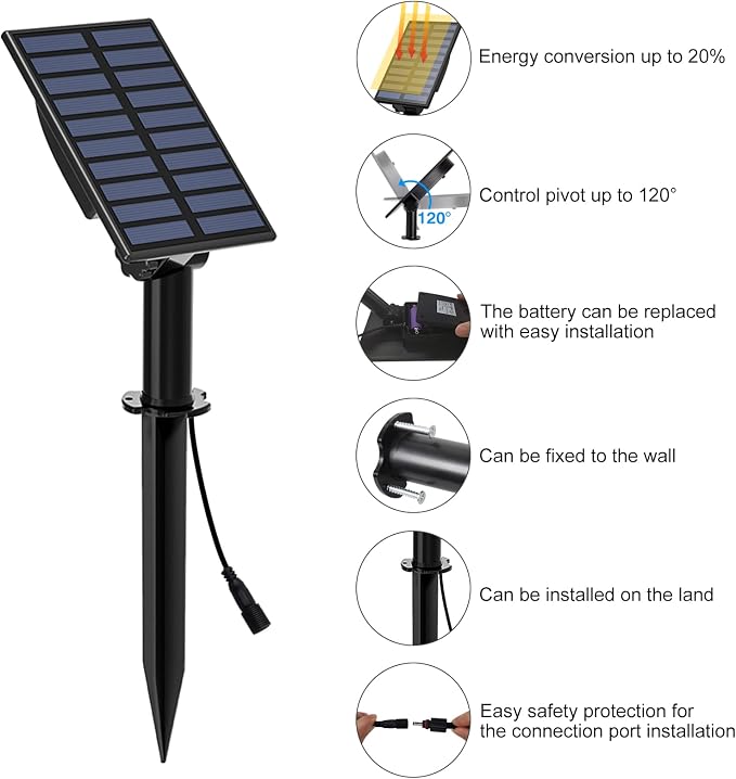 T-SUN Color Changing Solar Spot Lights Outdoor, Outdoor Waterproof RGB Landcape Spotlights, Dusk to Dawn Solar Lights for Garden, Pond, Yard, Trees, Pathway(RGB)
