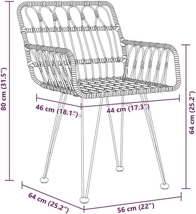 Afuera Living 5 Piece Poly Rattan Garden Dining Set, Black Powder-Coated Finish, UV-Resistant, Rectangular Design, Steel Frame, Weather-Ready Outdoor Patio Furniture for Gatherings or Everyday Use