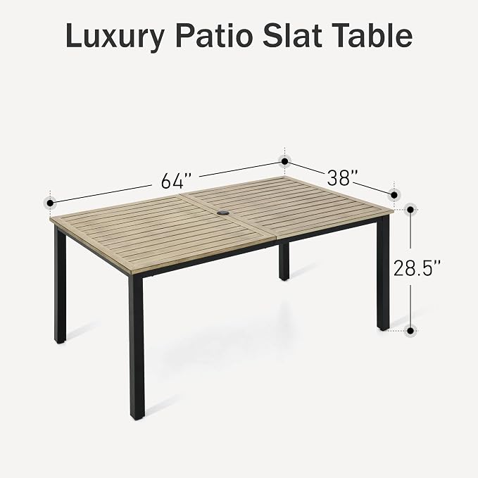 PHI VILLA Outdoor Dining Set for 6, All Weather Metal Patio Table and Textilene Chairs Set, 7 Piece Patio Furniture Set for Deck Garden Backyard
