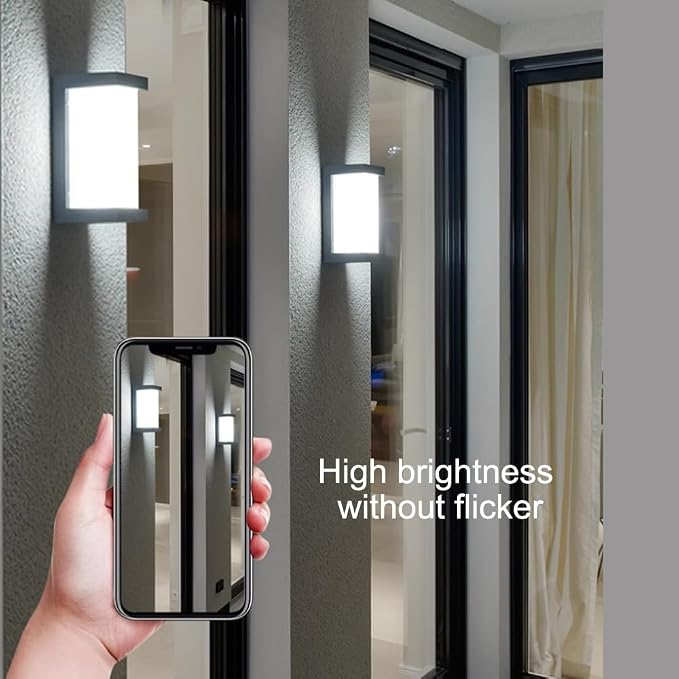Dusk to Dawn Outdoor Wall Lights, Modern LED Exterior Light Fixture,6000k Black Outdoor Wall Sconce,Ouside Light for House Porch Patio Garage Walkway Backyard Garden