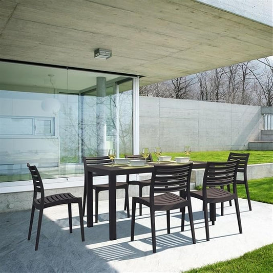 Compamia Ares 7 Piece Patio Dining Set in Brown, Commercial Grade