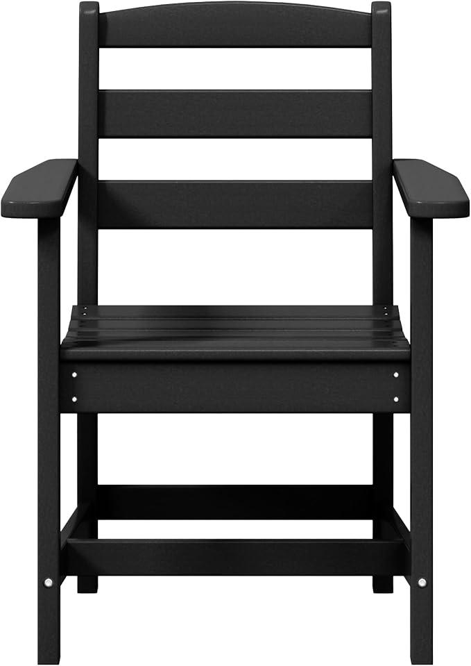 WestinTrends Ashore Outdoor HDPE Patio Classic Dining Arm Chair, Black
