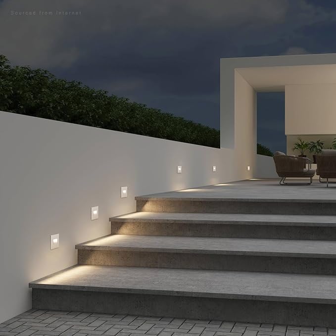 LEONLITE 12-Pack 5CCT 120V LED Step Lights, Vertical, White | 150LM, 5%-100% Dimmable, CRI90, ETL, Indoor Outdoor Stair Lights, Wet Location, 2700K/3000K/3500K/4000K/5000K, Aluminum