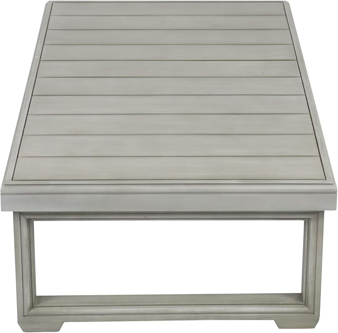 Christopher Knight Home Westchester Rectangular Outdoor Coffee Table, Slat Panel Side Table, Acacia Wood Side Desk for Backyard Balcony Garden, Weather Resistant Patio Tea Table, Light Grey