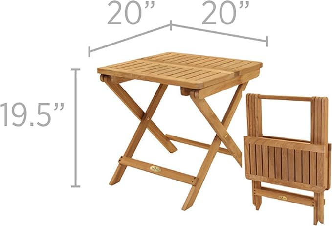 Royal Teak Collection PCTB Folding Picnic Table, Outdoor Side Table, Foldable Patio Tables, Wooden Side Tables for Garden, Deck, Balcony, and Outdoor Living Spaces