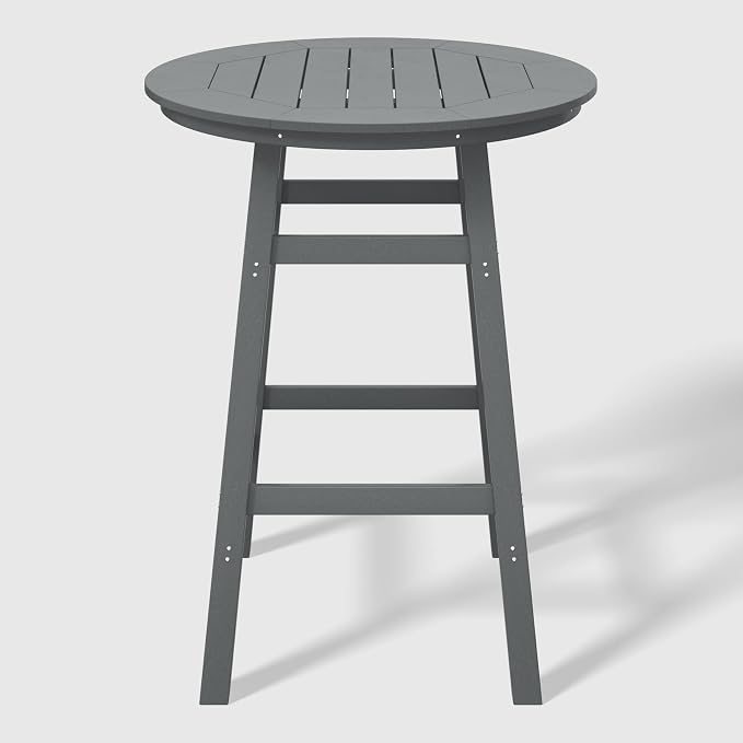 WestinTrends Malibu Outdoor 35" HDPE Round Patio Bar Height Table, Gray