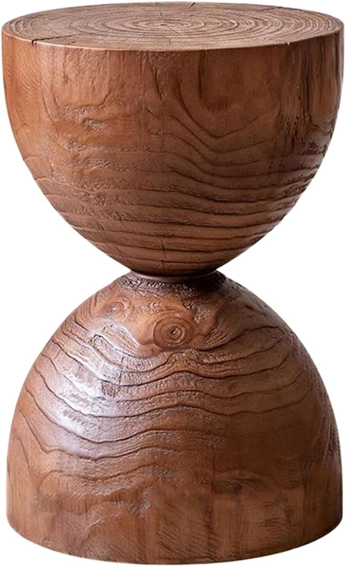Tree Stump、Wood Side Table、Round Wood Coffee Table, Wooden Stool, Side Table, Round end Tables Living Room(Color:Brown)