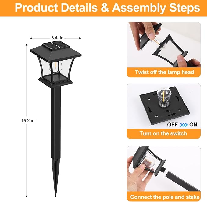 Sparkblaze 16 Pack Solar Pathway Lights Outdoor, Warm White | Ideal for Walkways, Gardens, Lawns, Driveways & Landscape Lighting, Automatic Dusk-to-Dawn Lighting