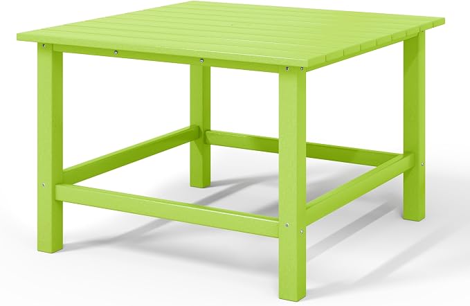 WestinTrends Malibu Kids Outdoor Patio Furniture HDPE 31" Wide Square Dining Table, Lime