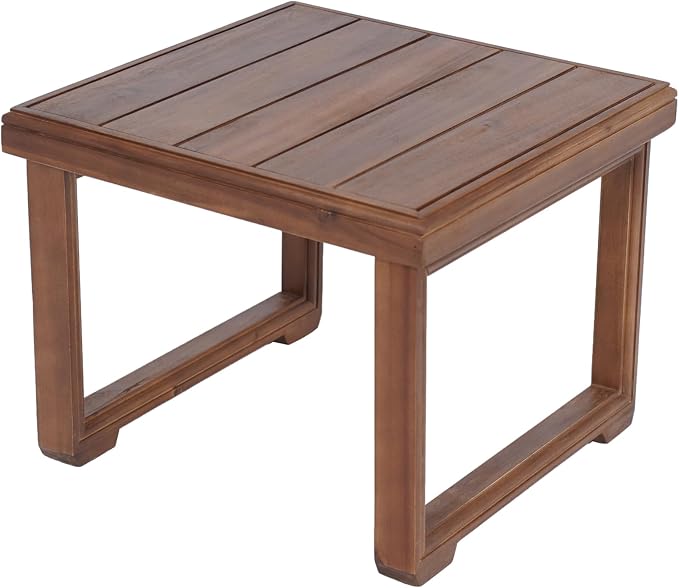 Outdoor Square Side Table with Acacia Wood Frame, Mocha
