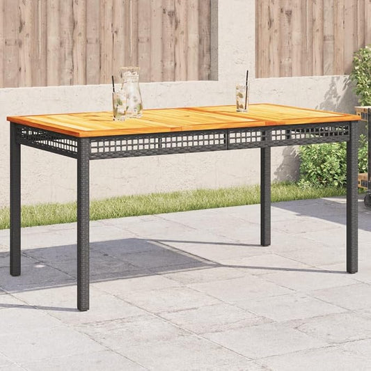 Dining Table Black PE Rattan Patio Table Outdoor Table for Garden Backyard Patio 55.1 x 31.5 x 29.5 in