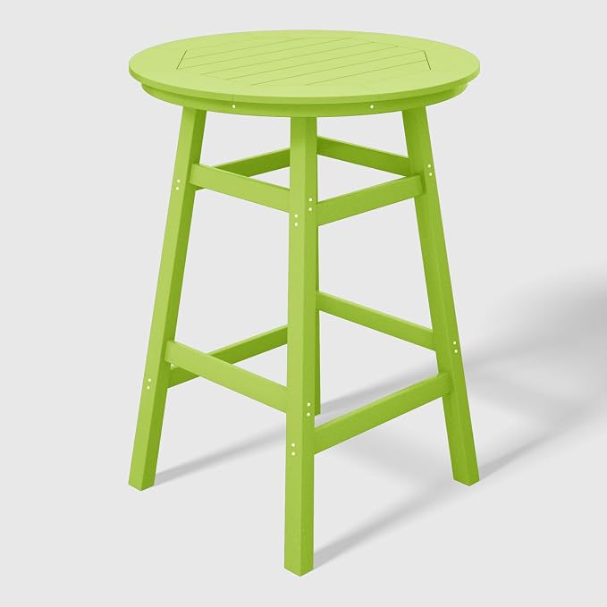 WestinTrends Malibu Outdoor 35" HDPE Round Patio Bar Height Table, Lime