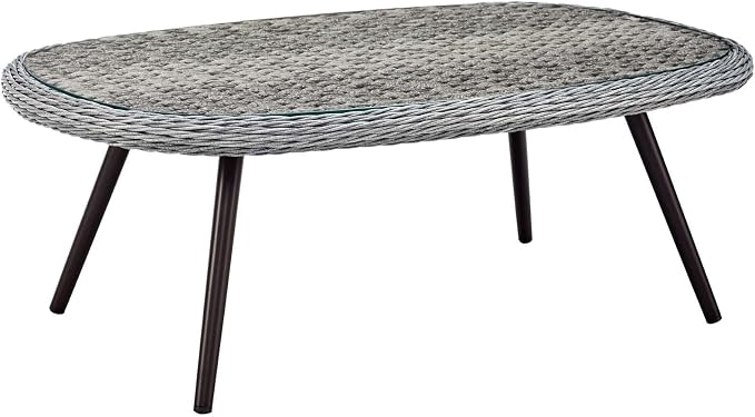 Modway EEI-3177-GRY-GRY-SET Endeavor 4 Piece Outdoor Patio Wicker Rattan Sectional Sofa Set, Gray