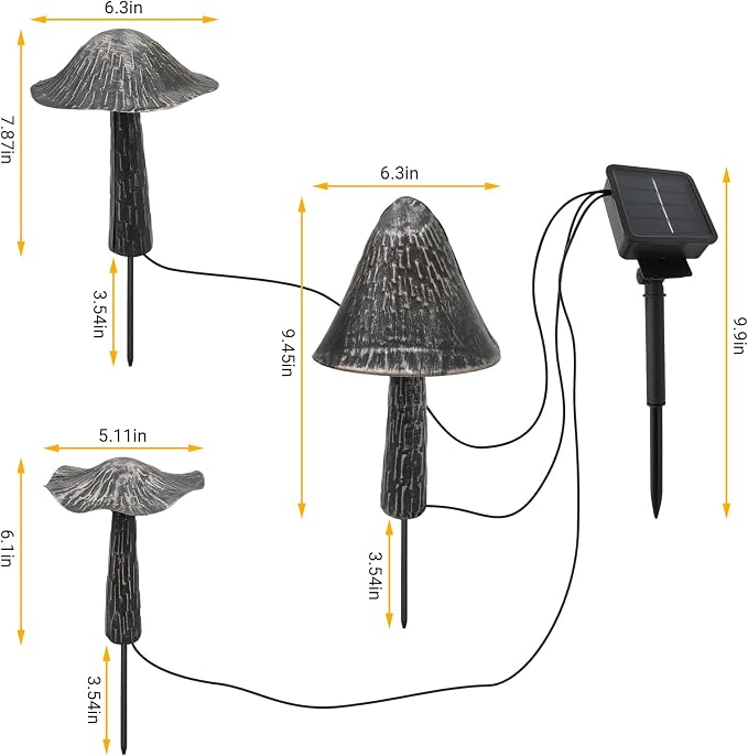 Solar Lights Outdoor Decor, Solar Metal Mushroom Yard Decorations Outdoor | IP65 Waterproof Garden Decor, Gifts for Women Mom, for Yard Patio Lawn Pathway Landscape